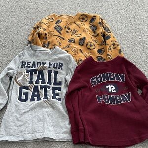 Kids Long Sleeve Sports Tees - Gray, Burgundy, Mustard